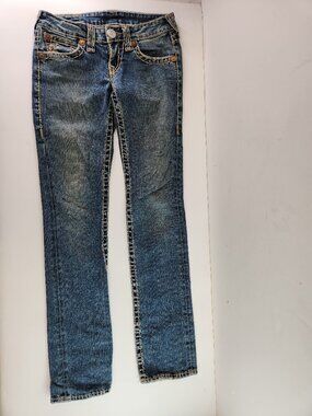 True Religion Slim Cut Womens Jeans Size 26 (Relaxed to 28) Blue Denim